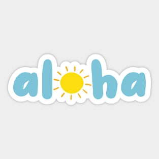 Blue Aloha With Sun Design Sticker